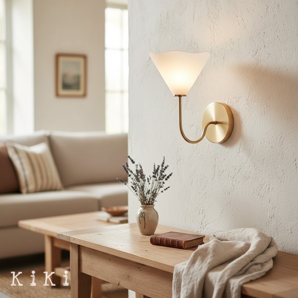 Kysara Floral Design Wall Sconce - Chic Satin Brass Sconce for Bathroom and Hallway KL1628