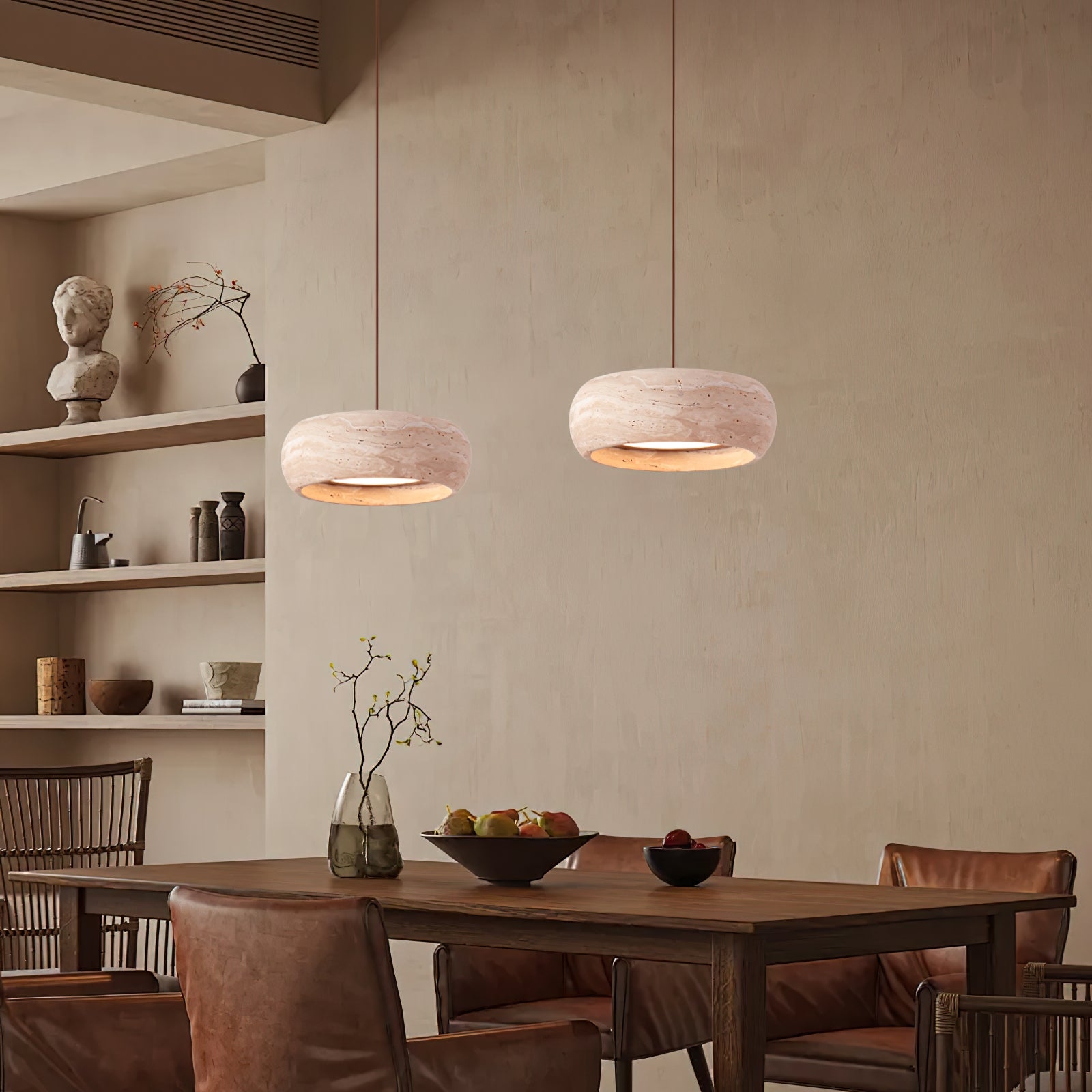 Travertine Drum Pendant Lamp D608