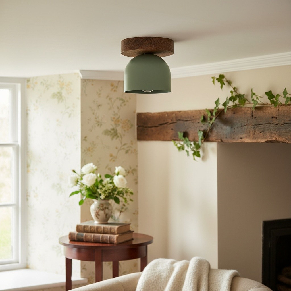 Metio Dome Modern Rustic Ceiling Light - Wooden and Metal Fusion KL1501
