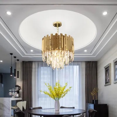 Modern Brass Crystal Chandelier