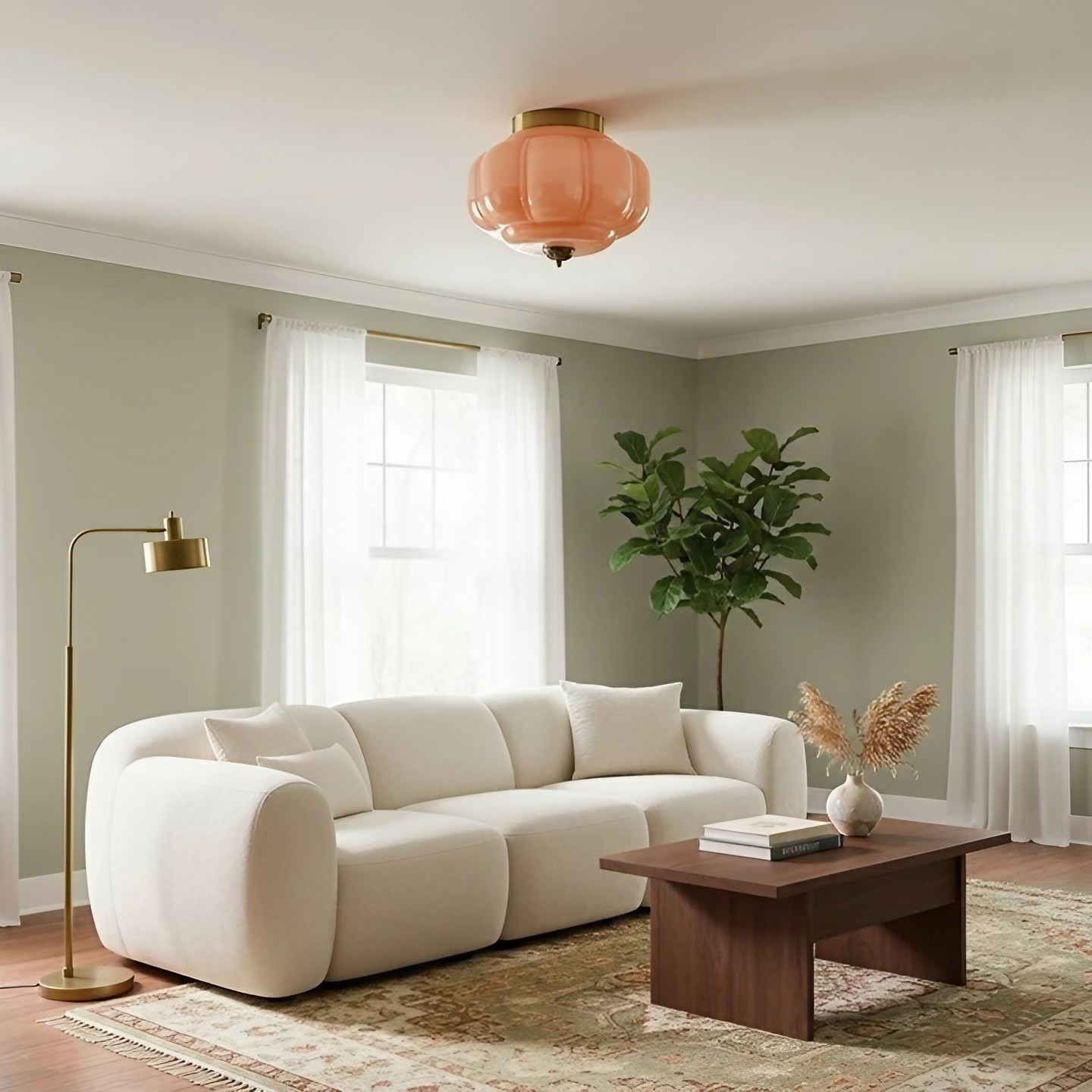Eloise Retro Milk Glass Semi Flush Mount Ceiling Light KL859