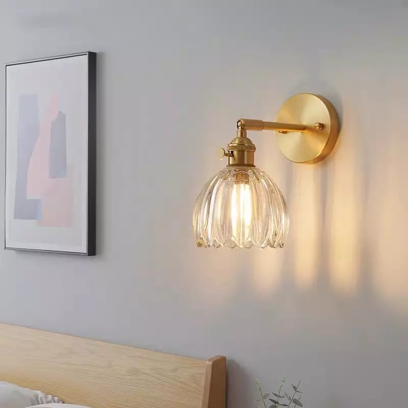 Antique Brass Tulip Glass Wall Light KL93