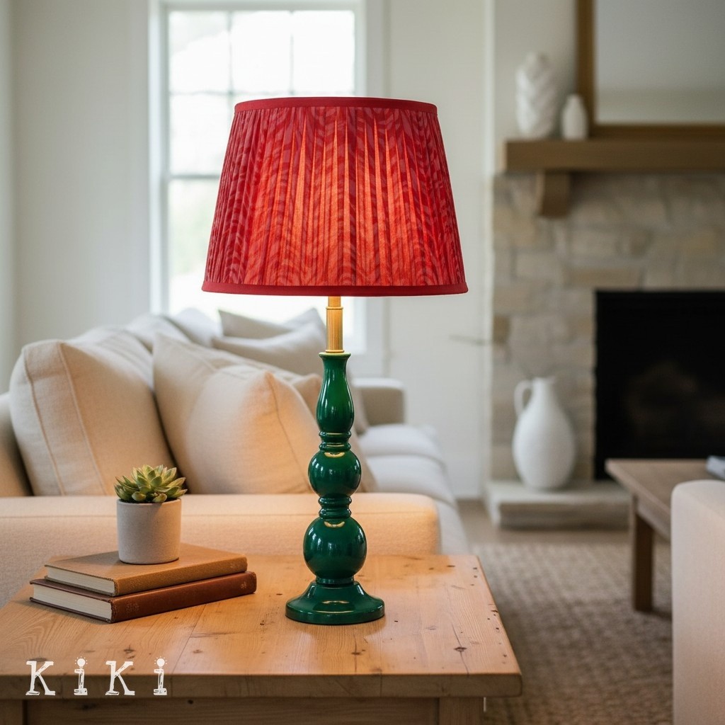 Grainora Soft Fabric Shade Table Lamp - Sculptural Wooden Base Lamp for Interiors KL2129