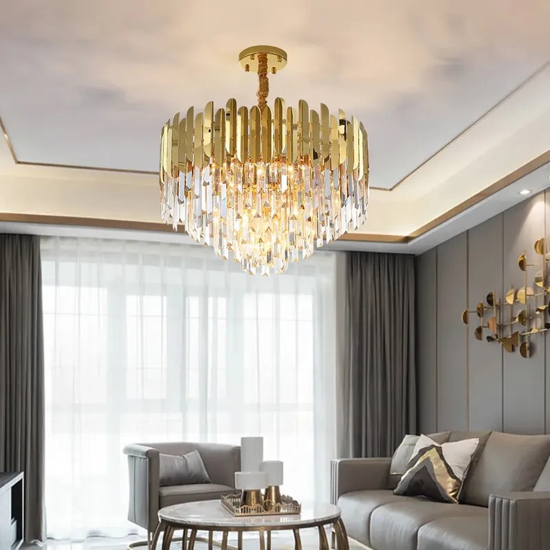 Modern Brass Crystal Chandelier
