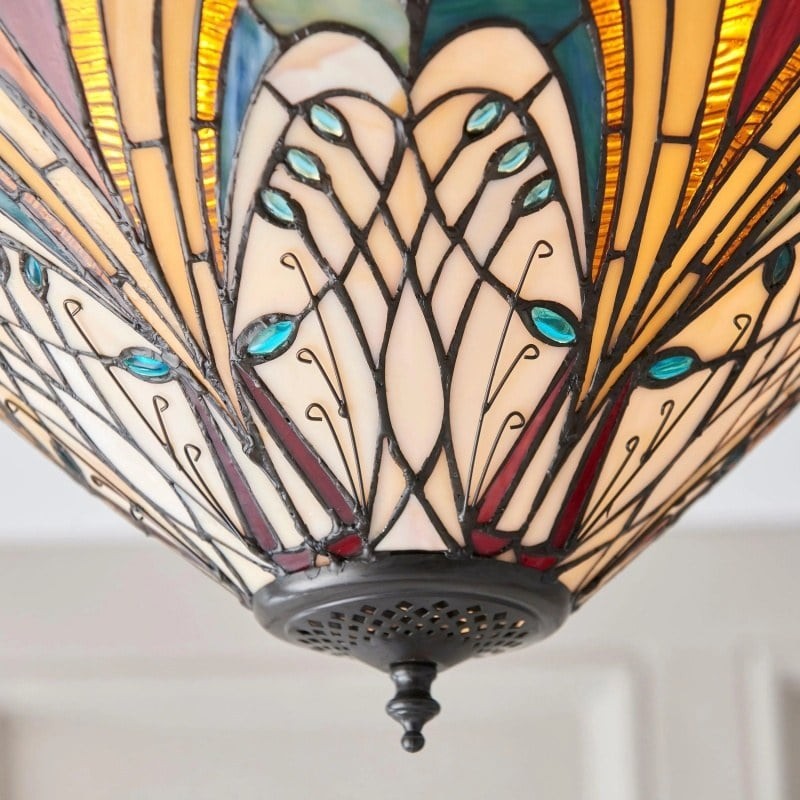 TF Hector Ceiling Light - Handcrafted Stained Glass Design Semi‑Flush or Pendant Fixture for Home KL1974