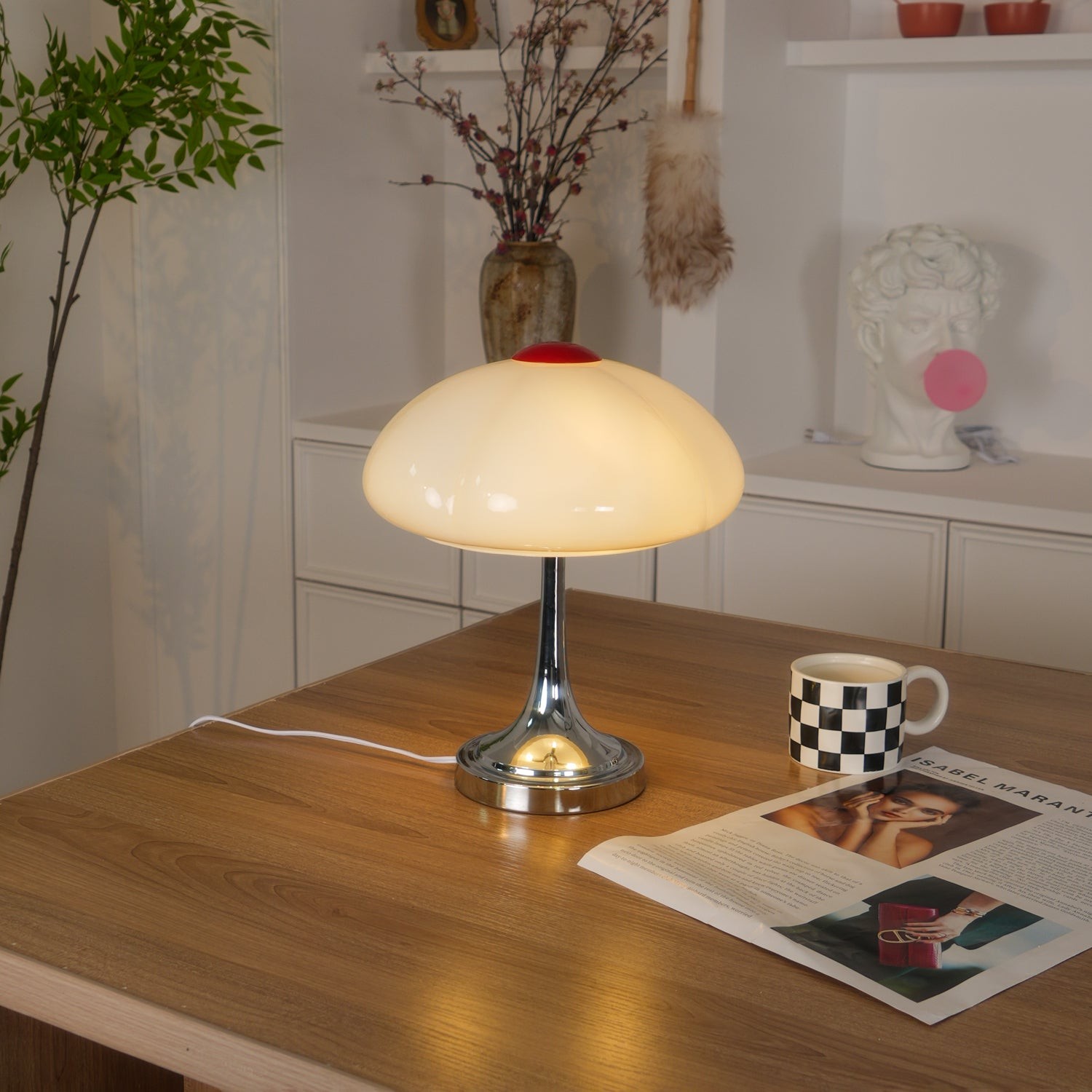 Cream Style Glass Mushroom Table Lamp KL696