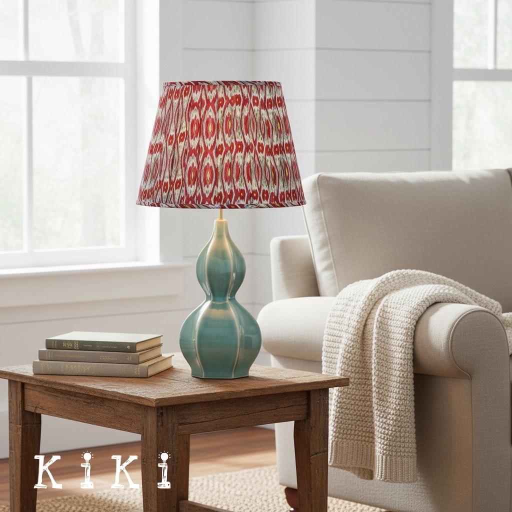 Thalune Pleated Ceramic Table Lamp - Decorative Lamp for Desk Room or Living Area KL2154