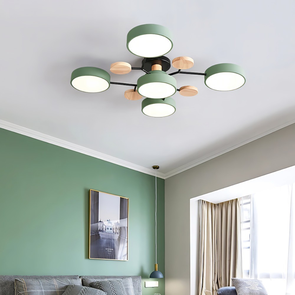 Nordic LED Branched Circle Wooden Ceiling Light KL39