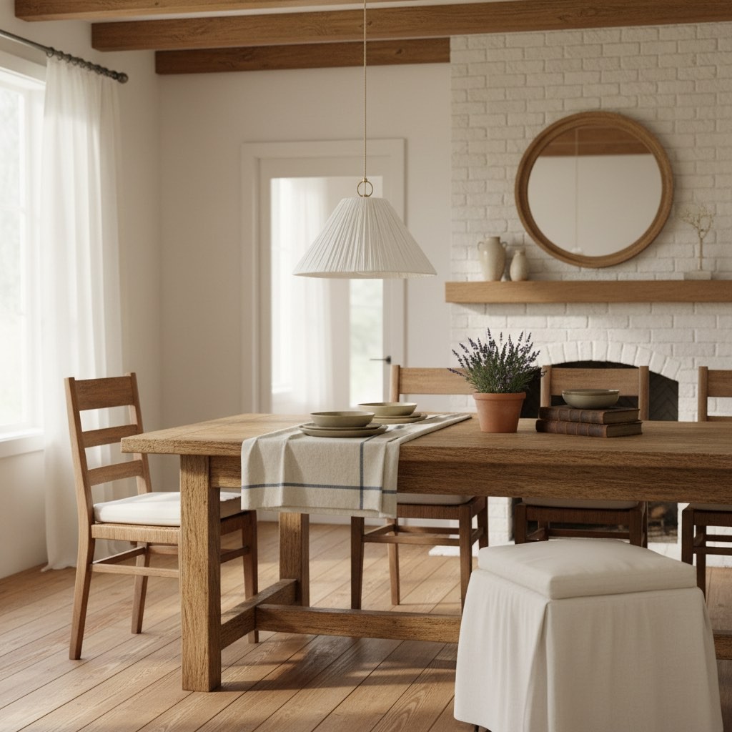 Linen Scalloped Pendant Light – Soft Pleated Fabric Shade Lamp For Kitchen & Dining KL1534