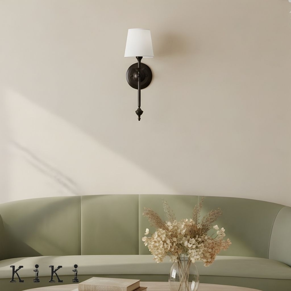 Arcuma Elegant Wall Light - Copper or Black Finishes Sconce with Fabric Shade for Interior KL2337