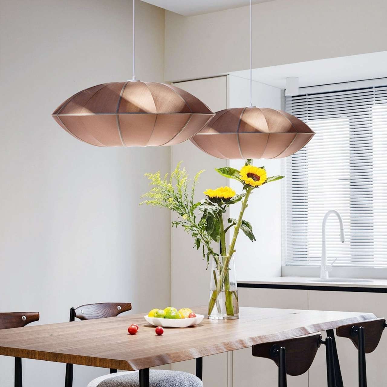 Nordic Bubble Pendant Light – Textured Fabric Shade Hanging Lamp KL114