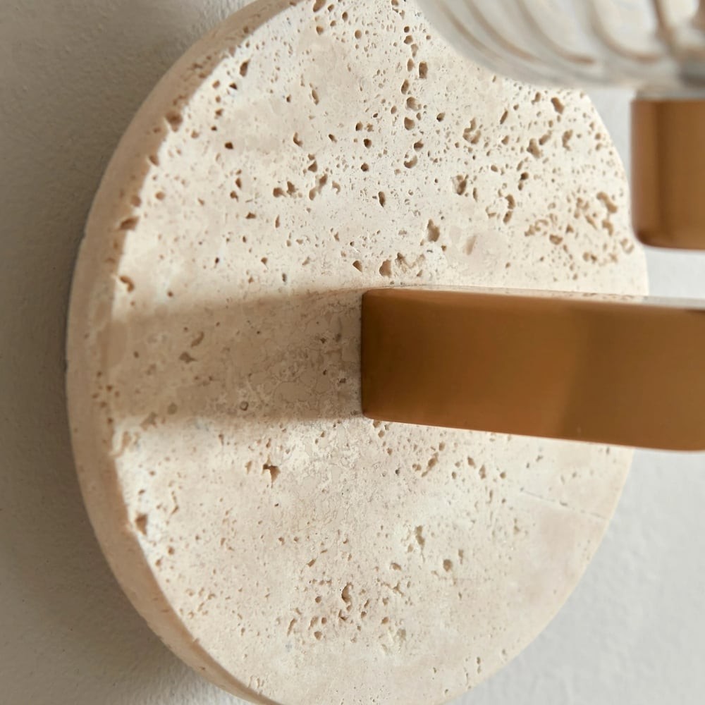 Korlisse Modern Marble Wall Light - Vintage Brass & Clear Glass Accent for Living Room and Hallway KL1902