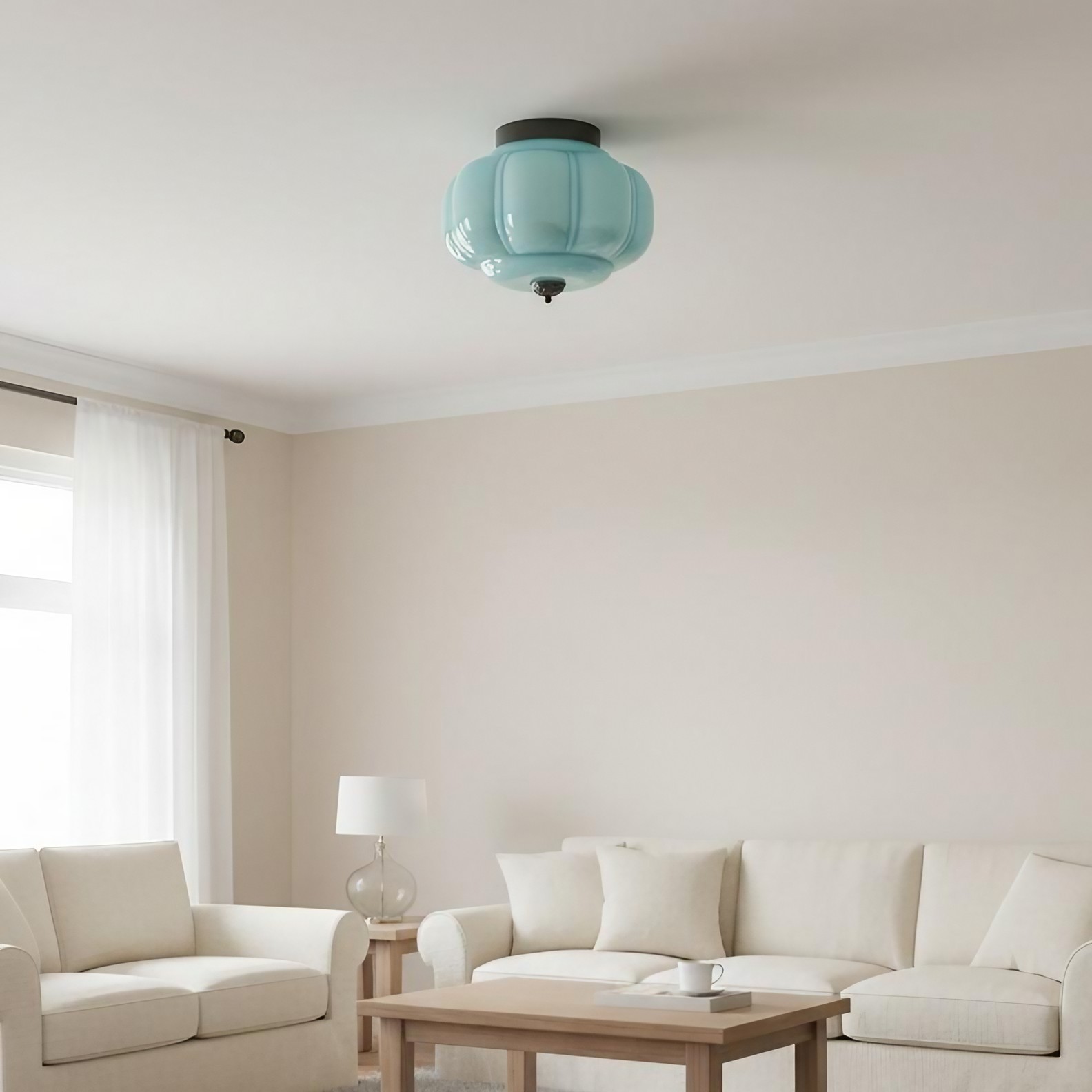 Eloise Retro Milk Glass Semi Flush Mount Ceiling Light KL859