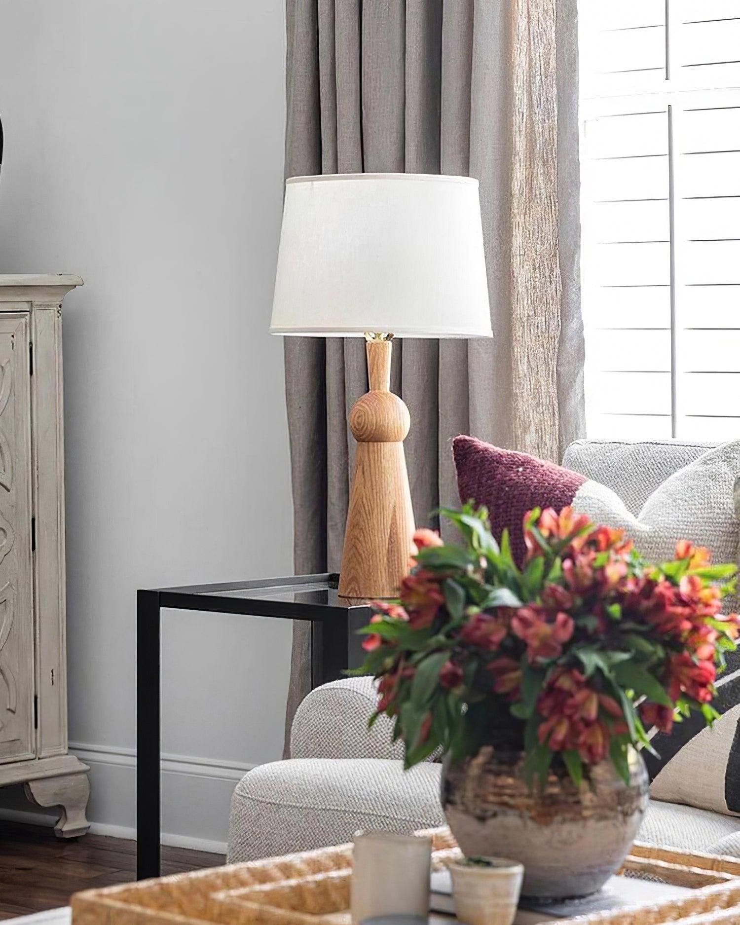 Nordic Retro Solid Wood Fabric Table Lamp KL243