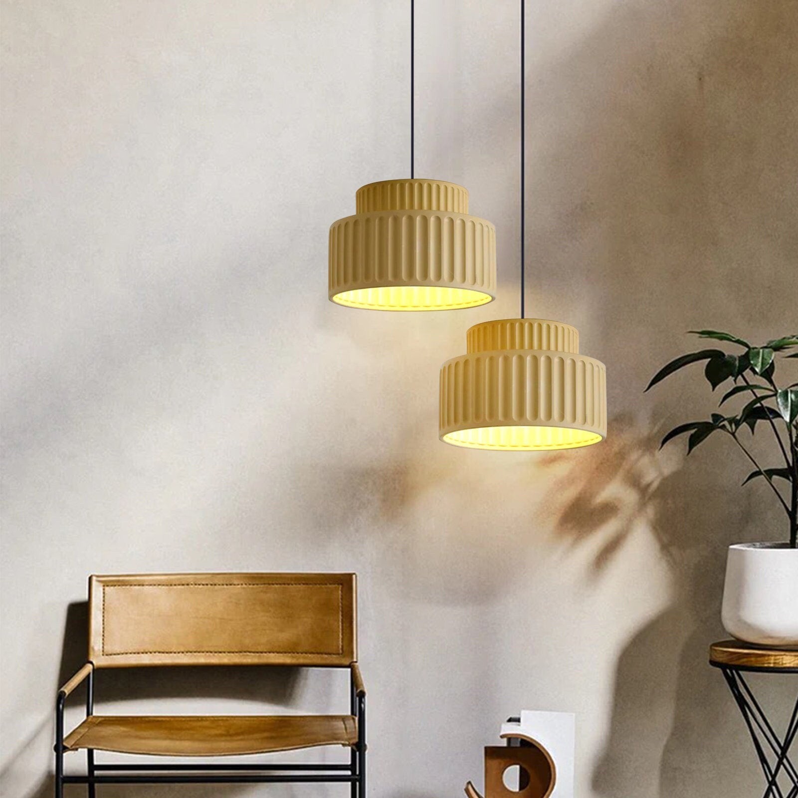 Nordic Cream Style Resin Bowl Pendant Light KL160