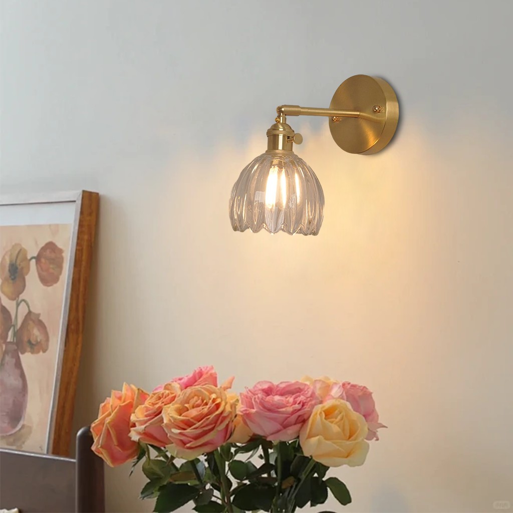Antique Brass Tulip Glass Wall Light KL93