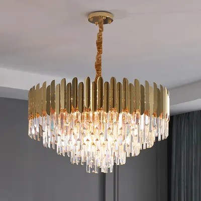 Modern Brass Crystal Chandelier