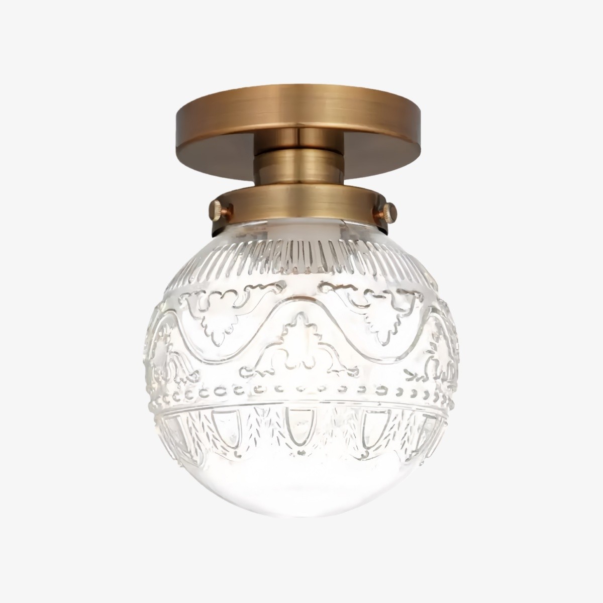 Naveliro Engraved Globe Glass Ceiling Light - Embossed Glass Flush Mount for Living Space KL2214