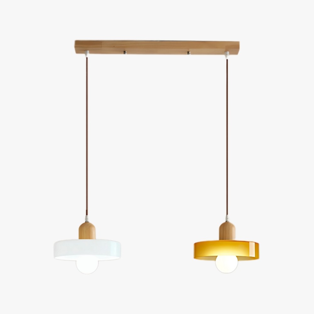 Modern Nordic Disc Orb Glass Wood Pendant Light KL884