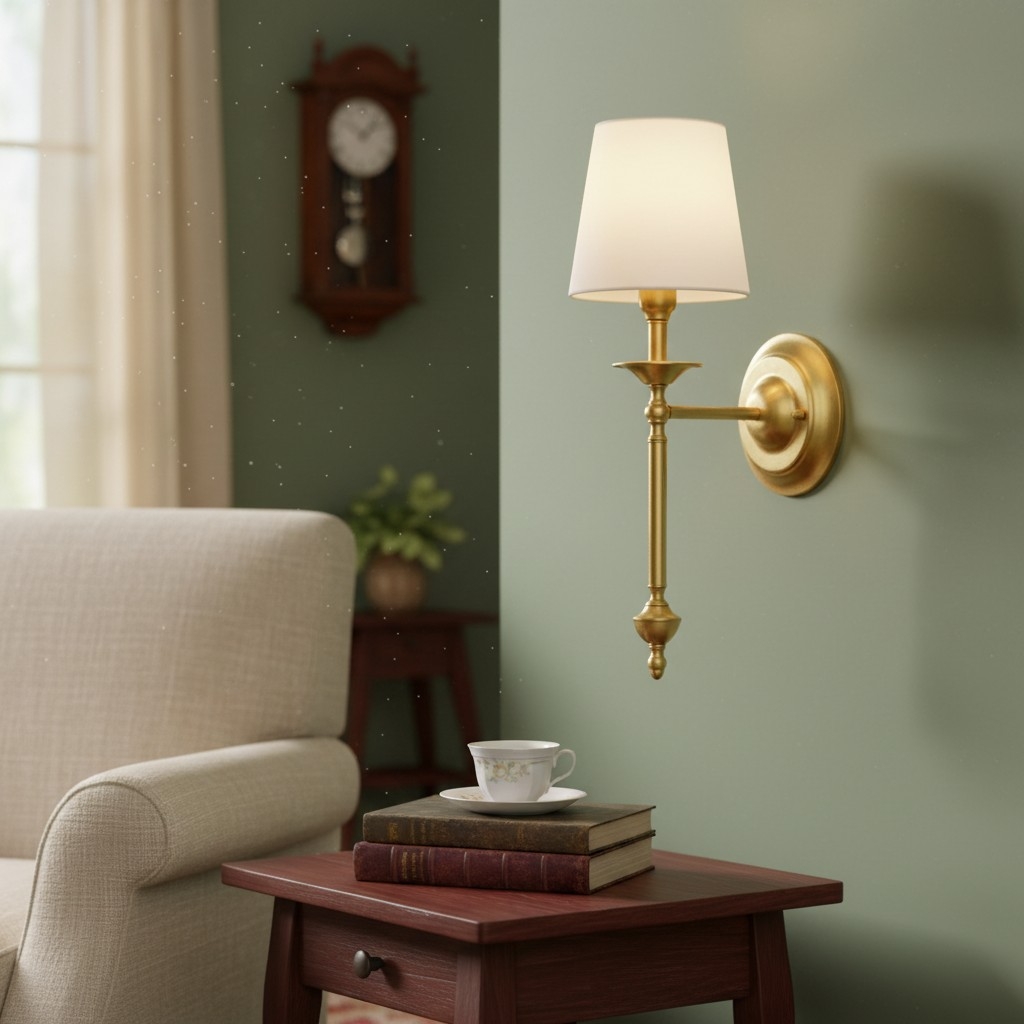 Arcuma Elegant Wall Light - Copper or Black Finishes Sconce with Fabric Shade for Interior KL2337