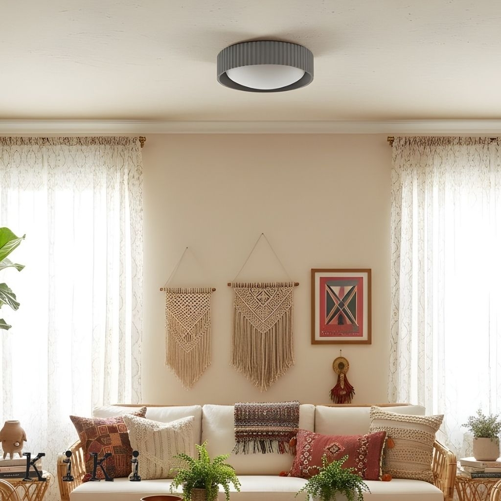 Acrion Minimalist Acrylic Ceiling Lamp - Circle Concrete Ceiling Light for Living Areas KL2333