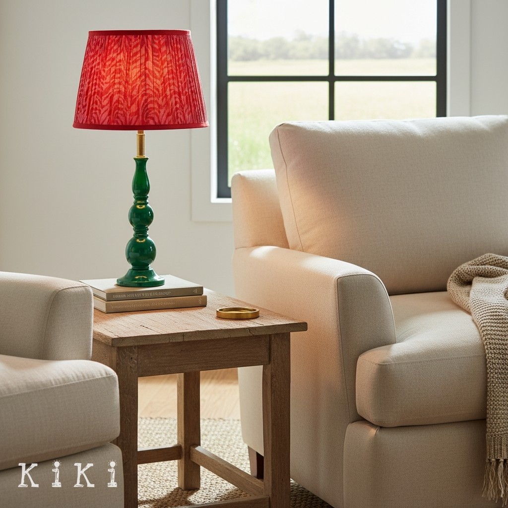 Grainora Soft Fabric Shade Table Lamp - Sculptural Wooden Base Lamp for Interiors KL2129