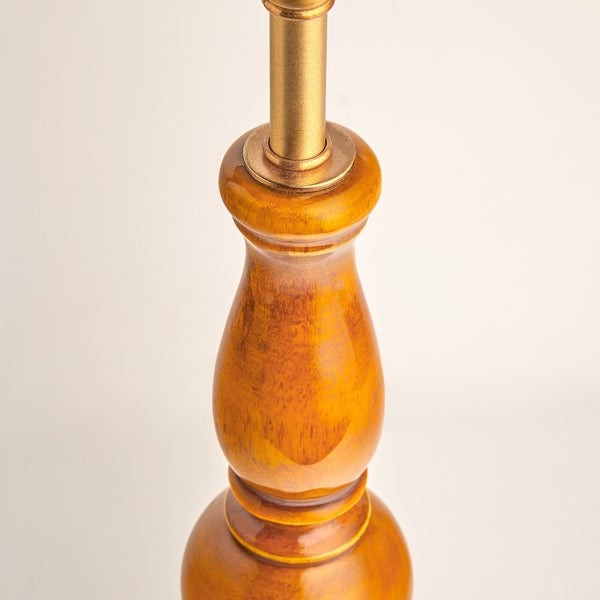 Grainora Soft Fabric Shade Table Lamp - Sculptural Wooden Base Lamp for Interiors KL2129