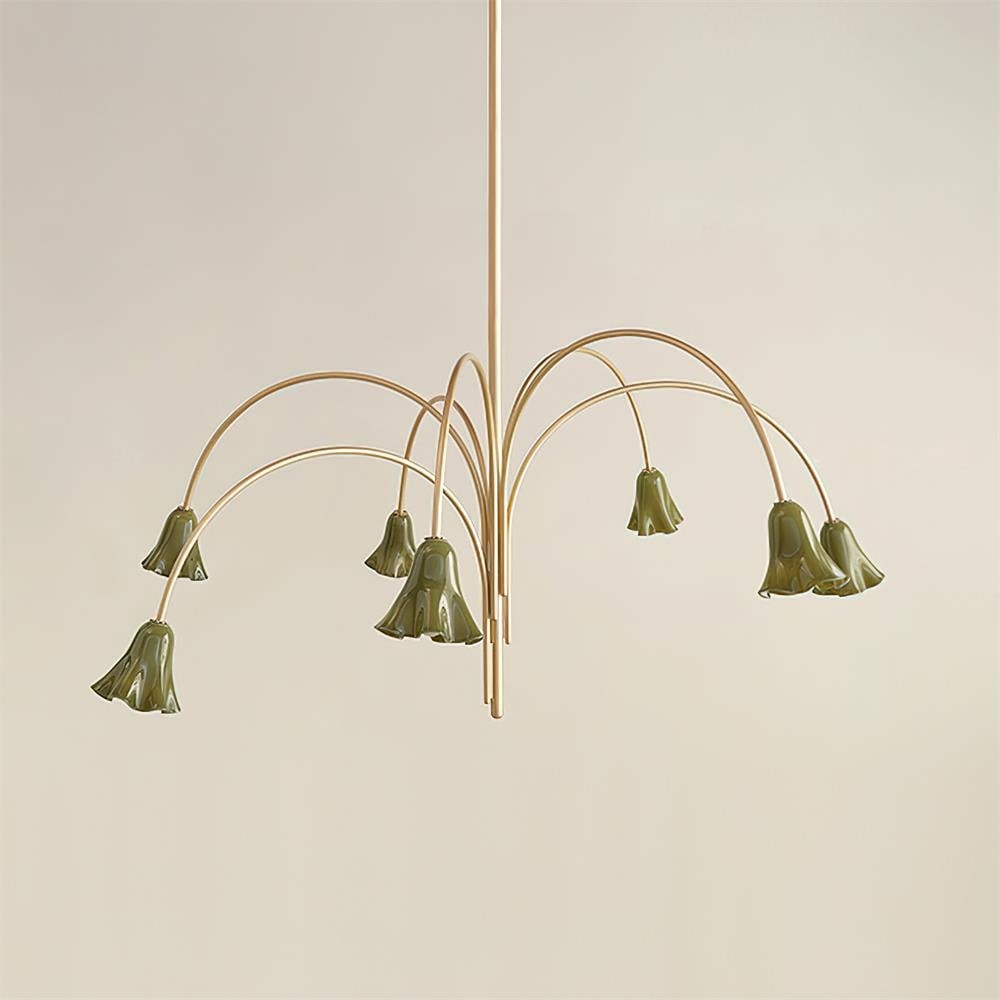 Bellina Modern Romantic Chandelier - Botanical Lily Design with Glass Flowers KL1449