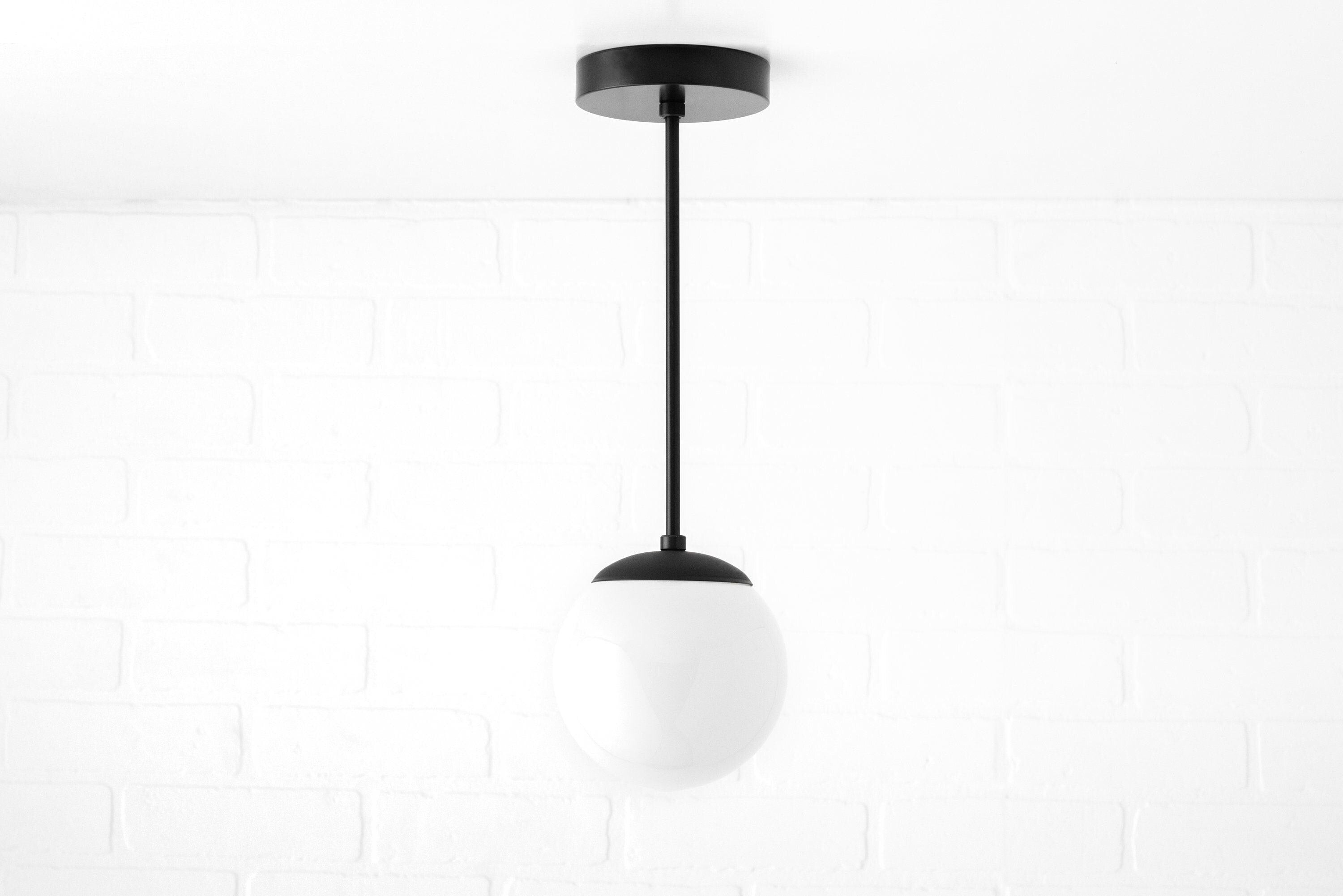 Glorica Glass White Globe Pendant Light - Mid Century Modern Glass Hanging Fixture KL1423