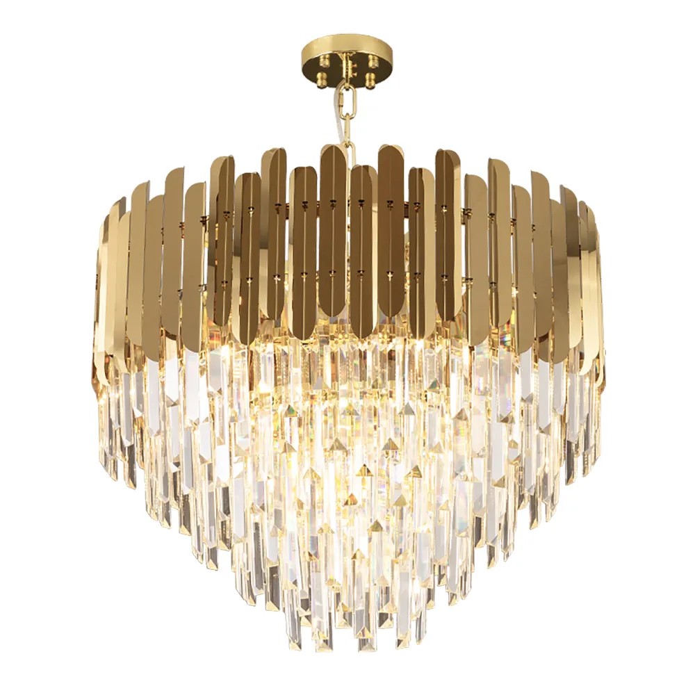 Modern Brass Crystal Chandelier