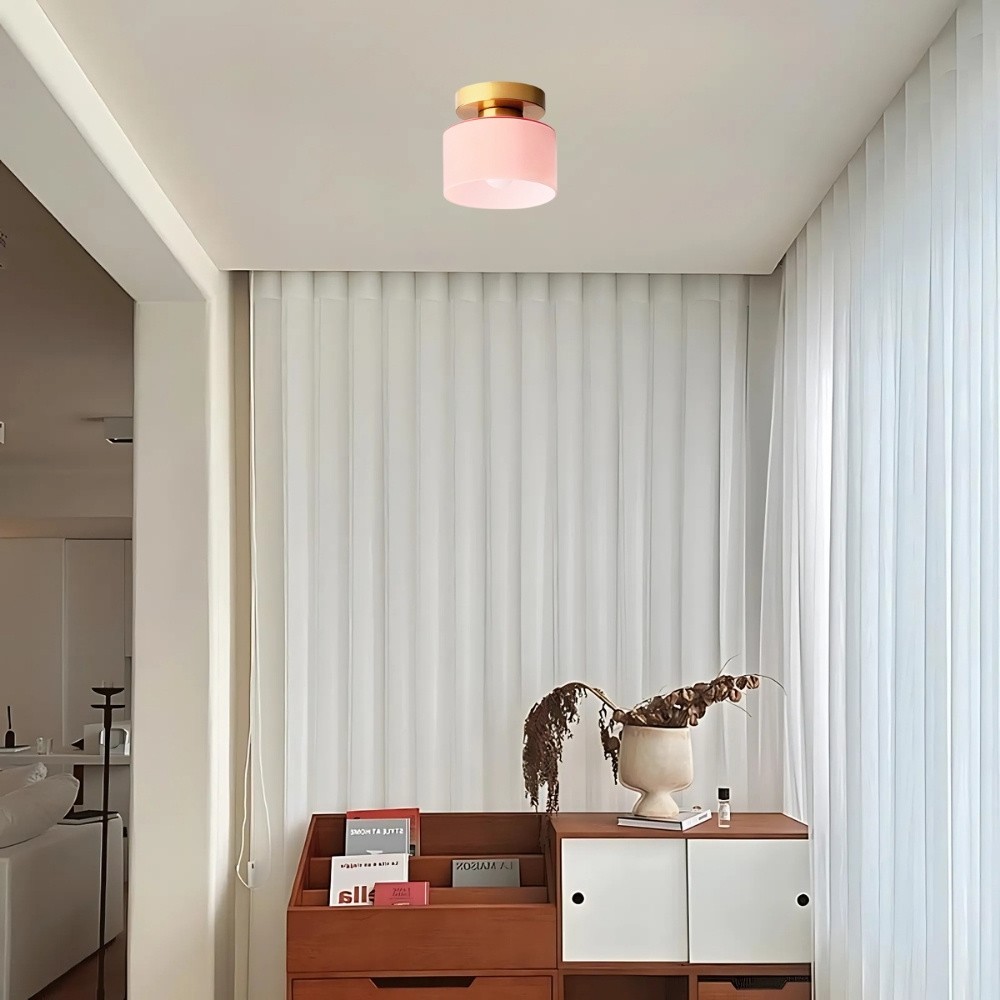 Moriglaze Glass Cylinder Ceiling Light - Sleek Sculptural Ceiling Lamp for Bedroom KL883