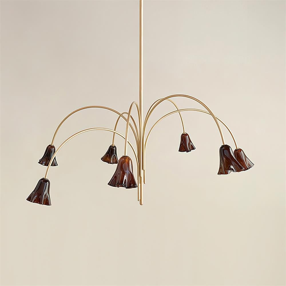 Bellina Modern Romantic Chandelier - Botanical Lily Design with Glass Flowers KL1449