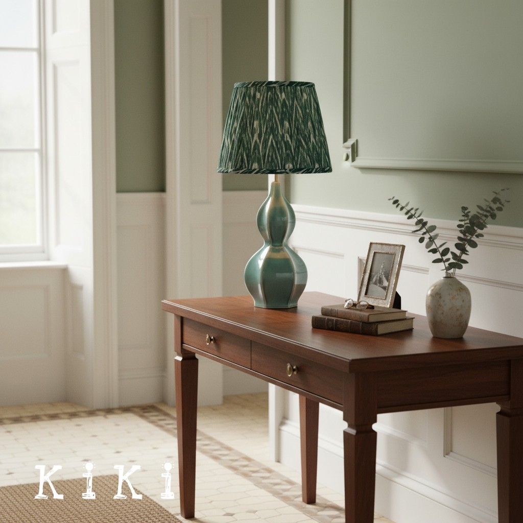 Thalune Pleated Ceramic Table Lamp - Decorative Lamp for Desk Room or Living Area KL2154