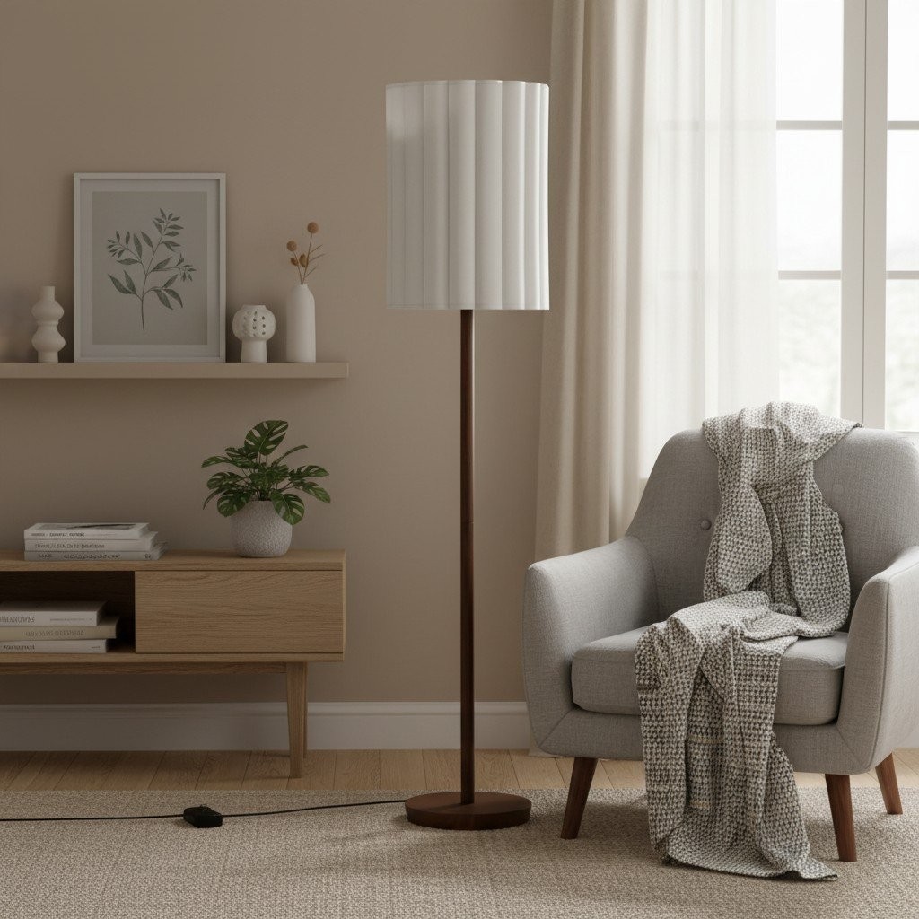 Linbron Fluted Fabric Shade Floor Light - Minimalist Fabric Floor Light for Interior Decor KL1667