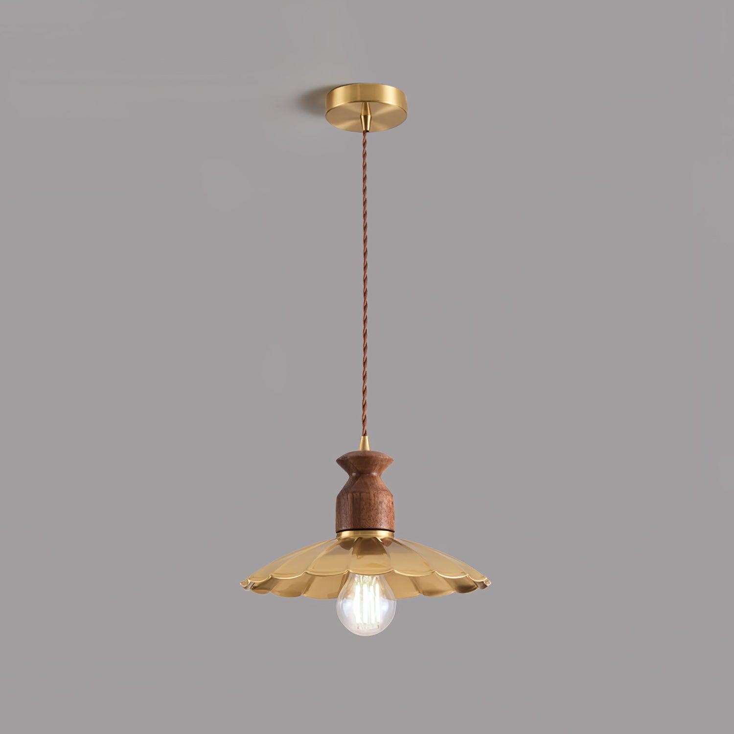 Round Brass Metal Badge Gold Pendant Lamp KL259