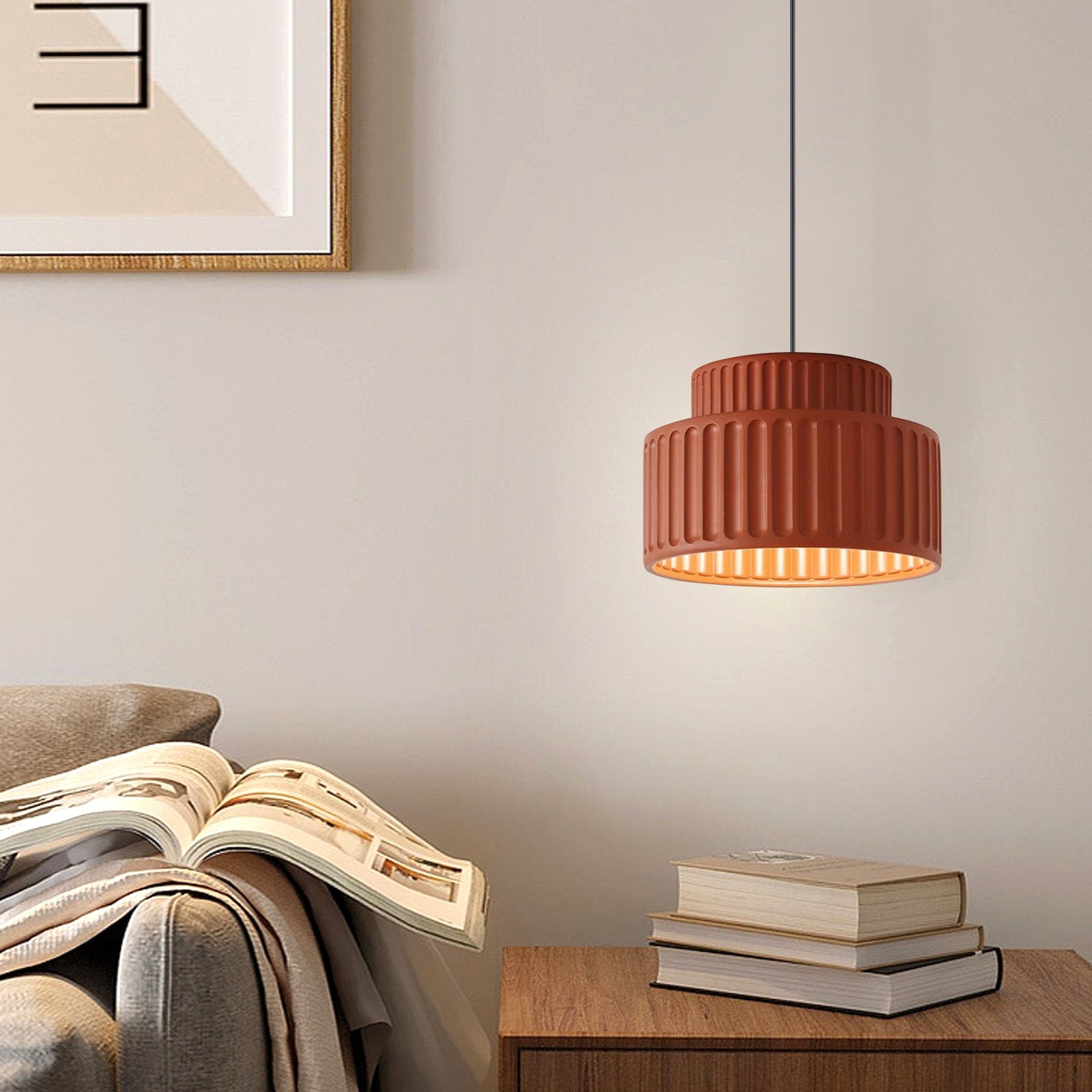 Nordic Cream Style Resin Bowl Pendant Light KL160