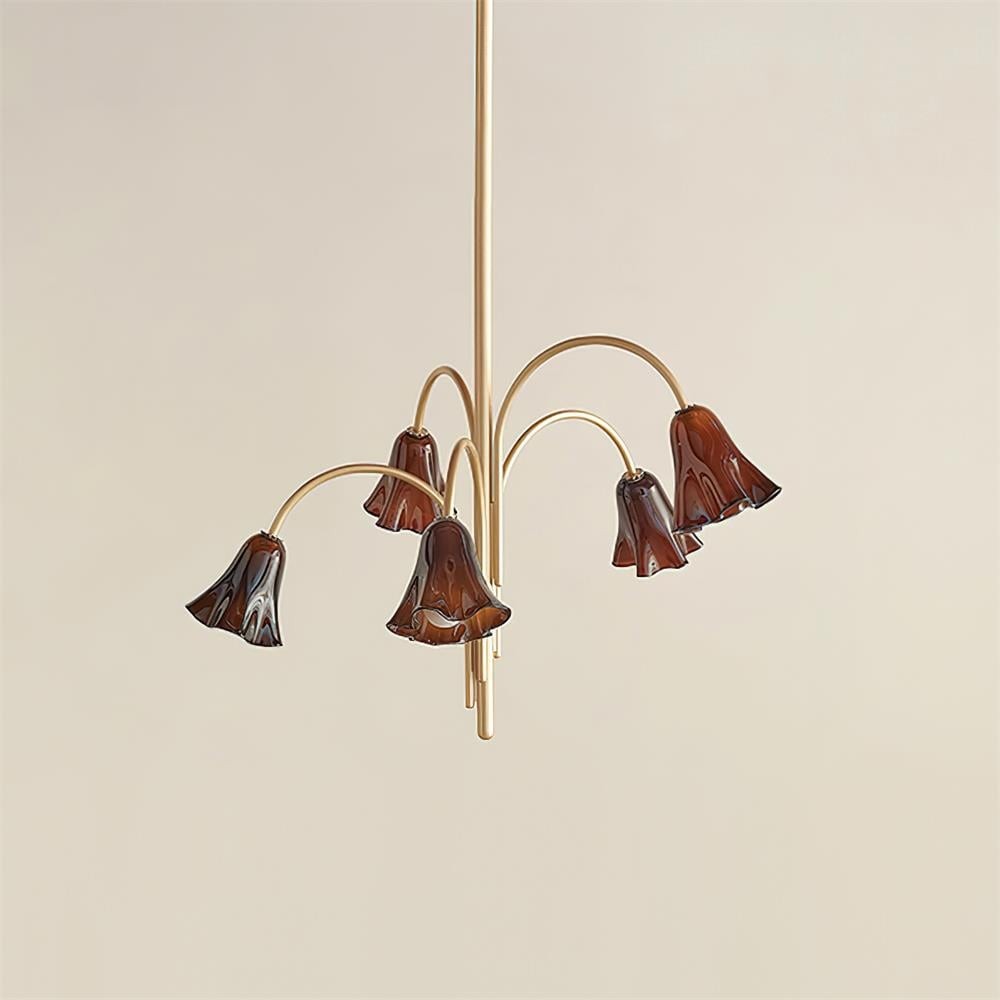 Bellina Modern Romantic Chandelier - Botanical Lily Design with Glass Flowers KL1449