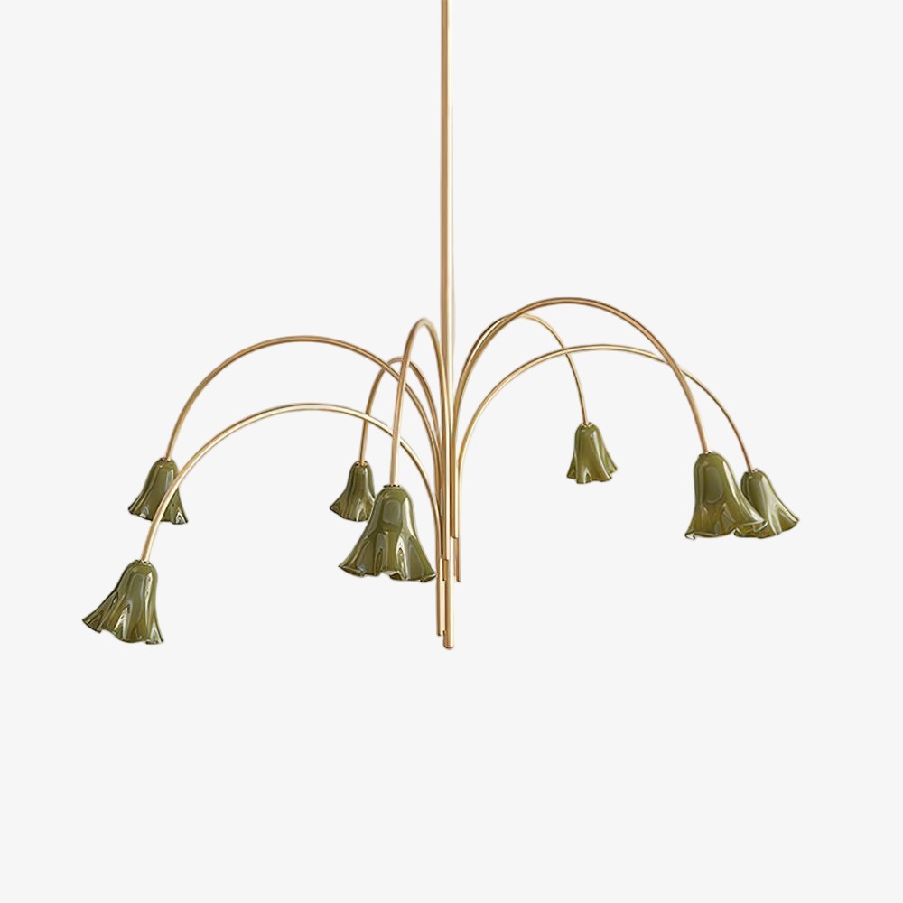 Bellina Modern Romantic Chandelier - Botanical Lily Design with Glass Flowers KL1449