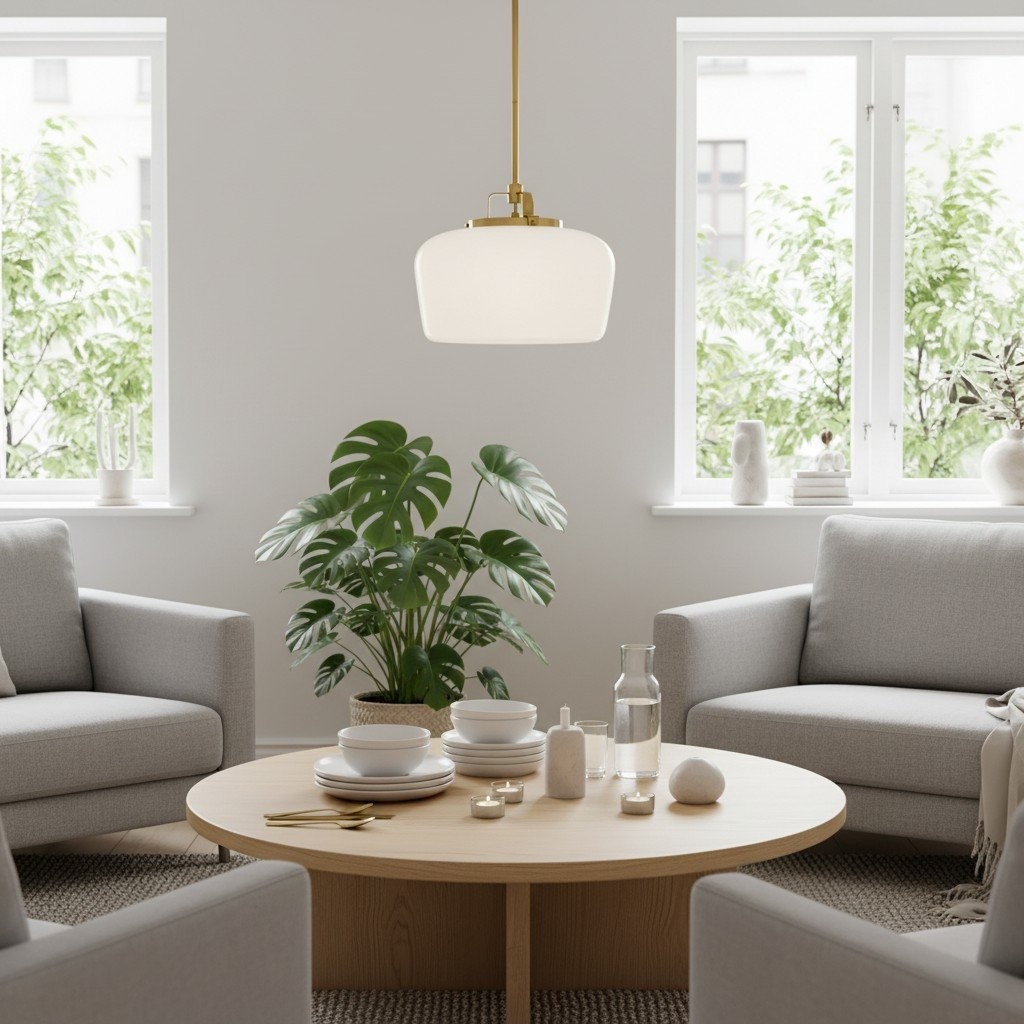 Lirra Minimalist Globe Pendant Light - Opal Glass Finish Lamp for Dining Area or Kitchen KL1714