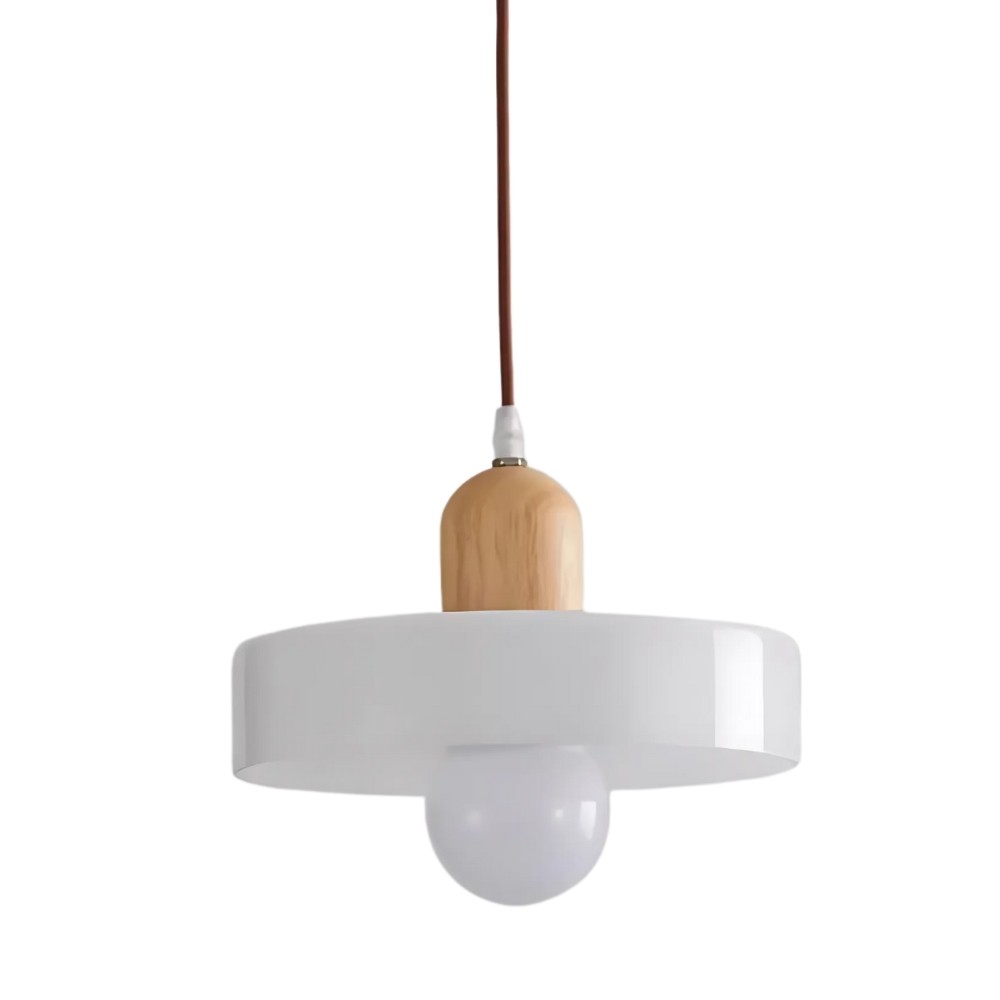 Modern Nordic Disc Orb Glass Wood Pendant Light KL884