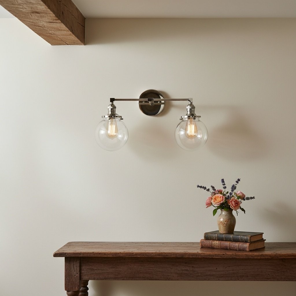 Lumio Globe Glass Globe Vanity Light - Modern Two Light Bathroom Sconce KL1404