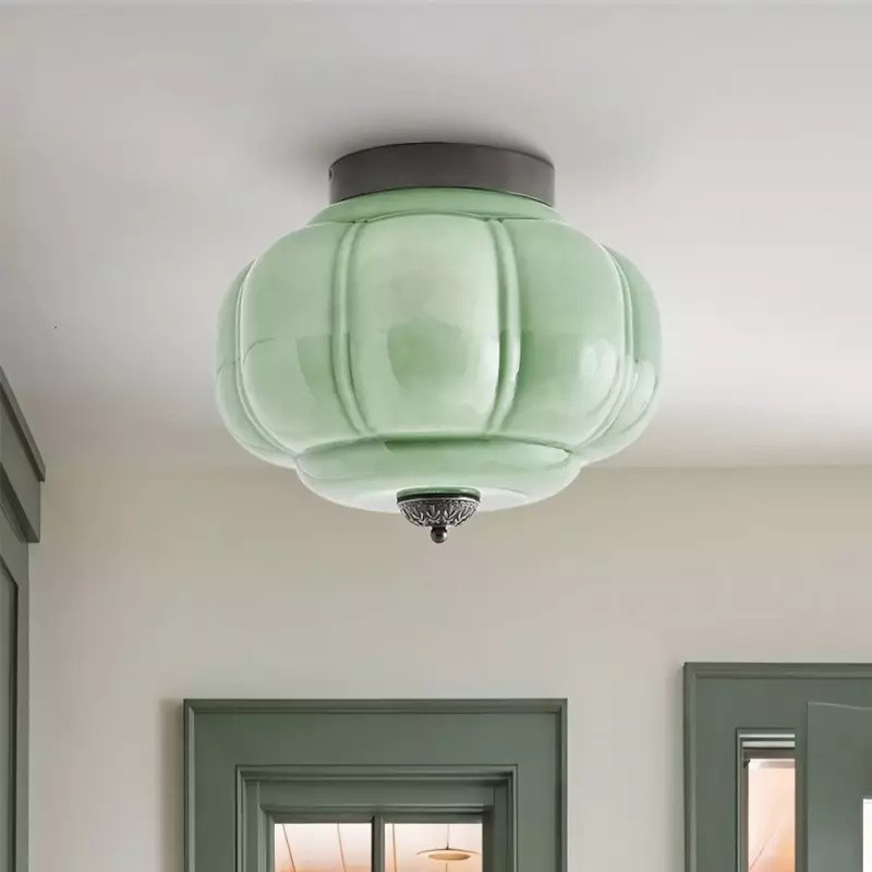 Eloise Retro Milk Glass Semi Flush Mount Ceiling Light KL859
