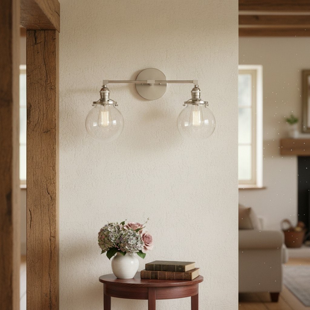 Lumio Globe Glass Globe Vanity Light - Modern Two Light Bathroom Sconce KL1404