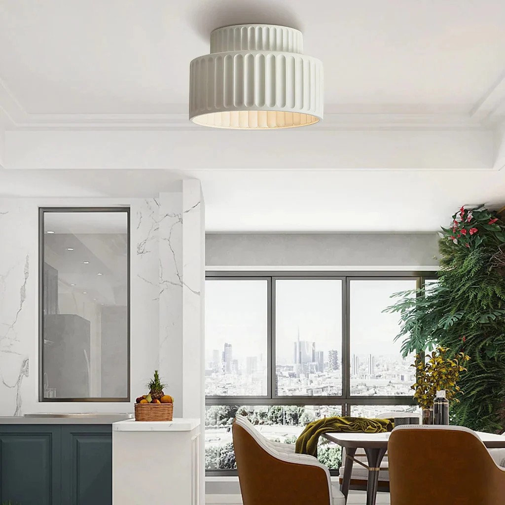 Cream Style Resin Bowl Flush Mount Ceiling Light KL118