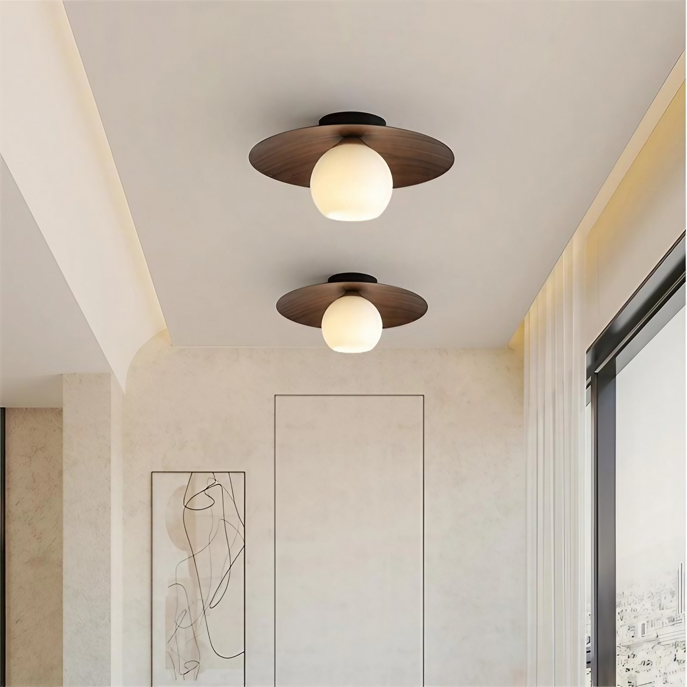Nordic Ribbed Glass Dome Ceiling Light KL156