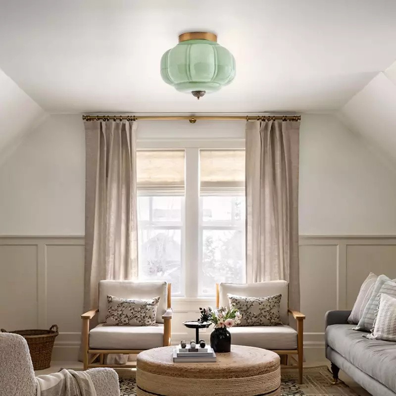 Eloise Retro Milk Glass Semi Flush Mount Ceiling Light KL859