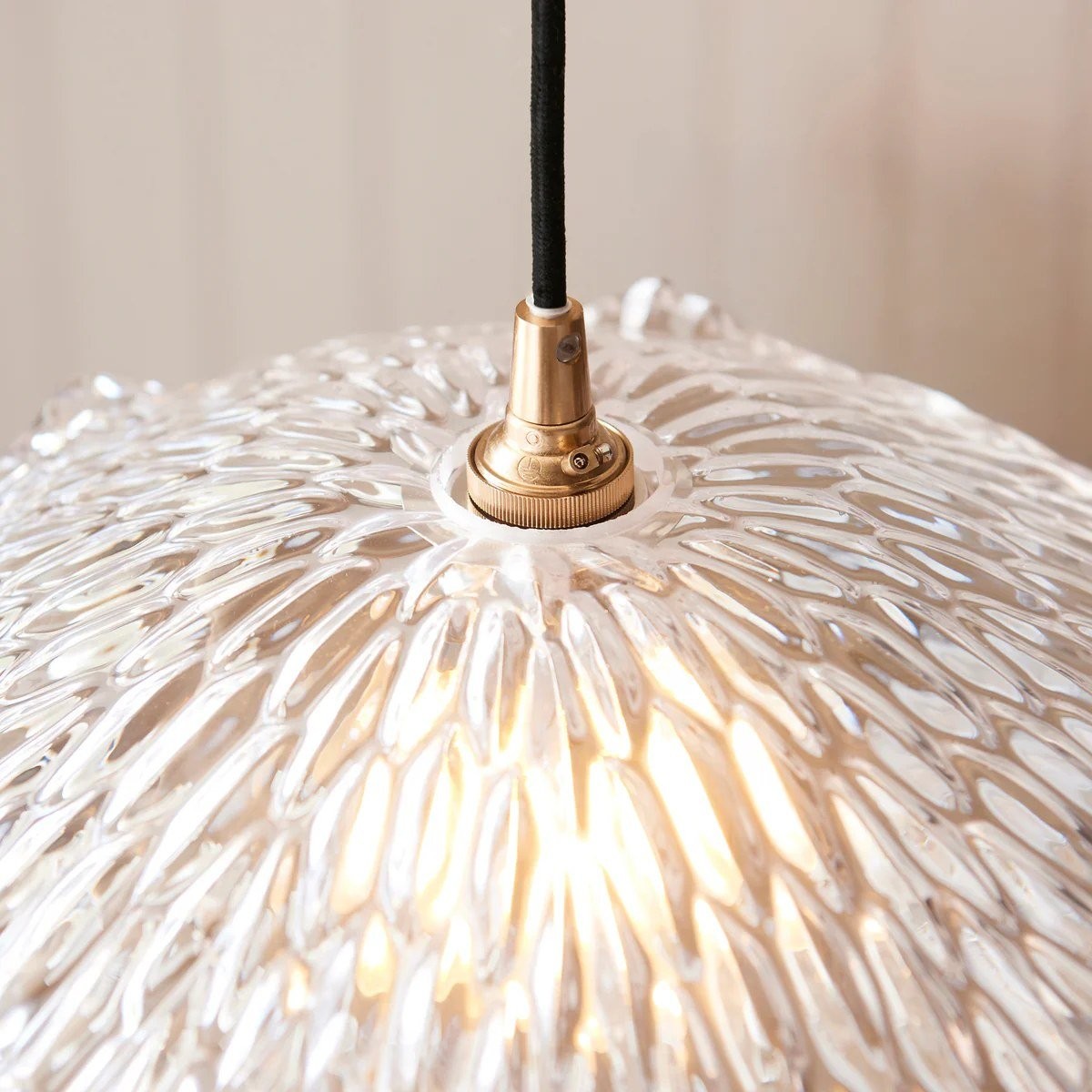 Floriaxis Floral Glass Pendant Light - Floral Glass Shade with Braided Cable for Kitchen or Dining KL1912
