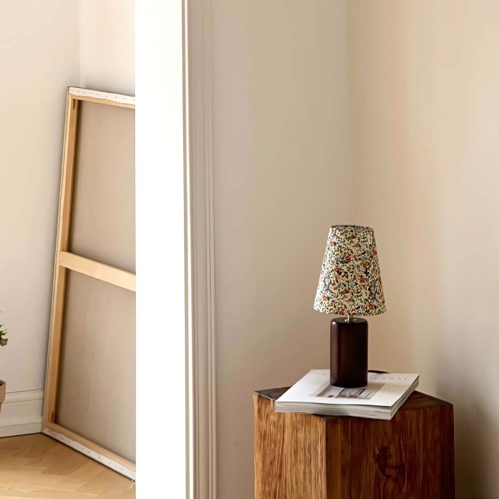 French Fabric Floral Wood Small Table Lamp For Bedroom KL803