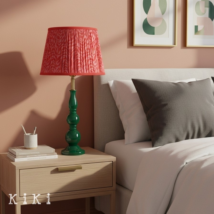 Grainora Soft Fabric Shade Table Lamp - Sculptural Wooden Base Lamp for Interiors KL2129