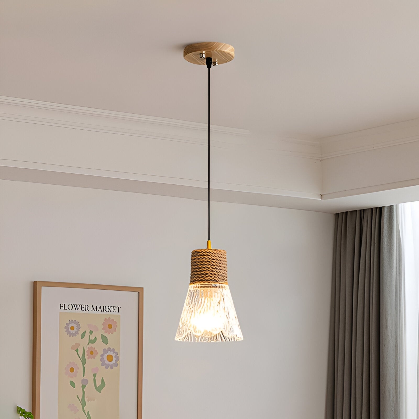 Nordic Hemp Rope Glass Pendant Light D938